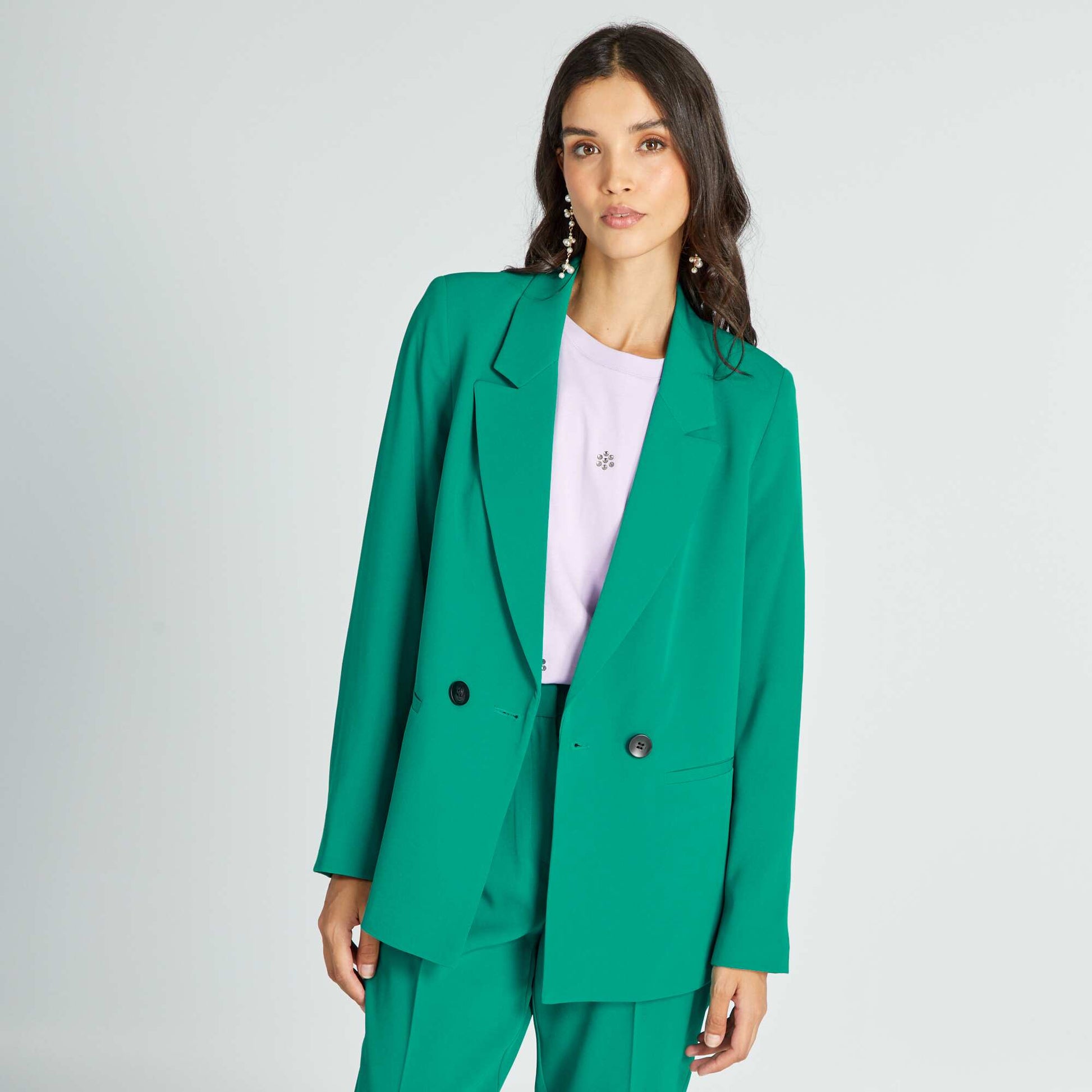 Veste de tailleur double boutonnage Vert