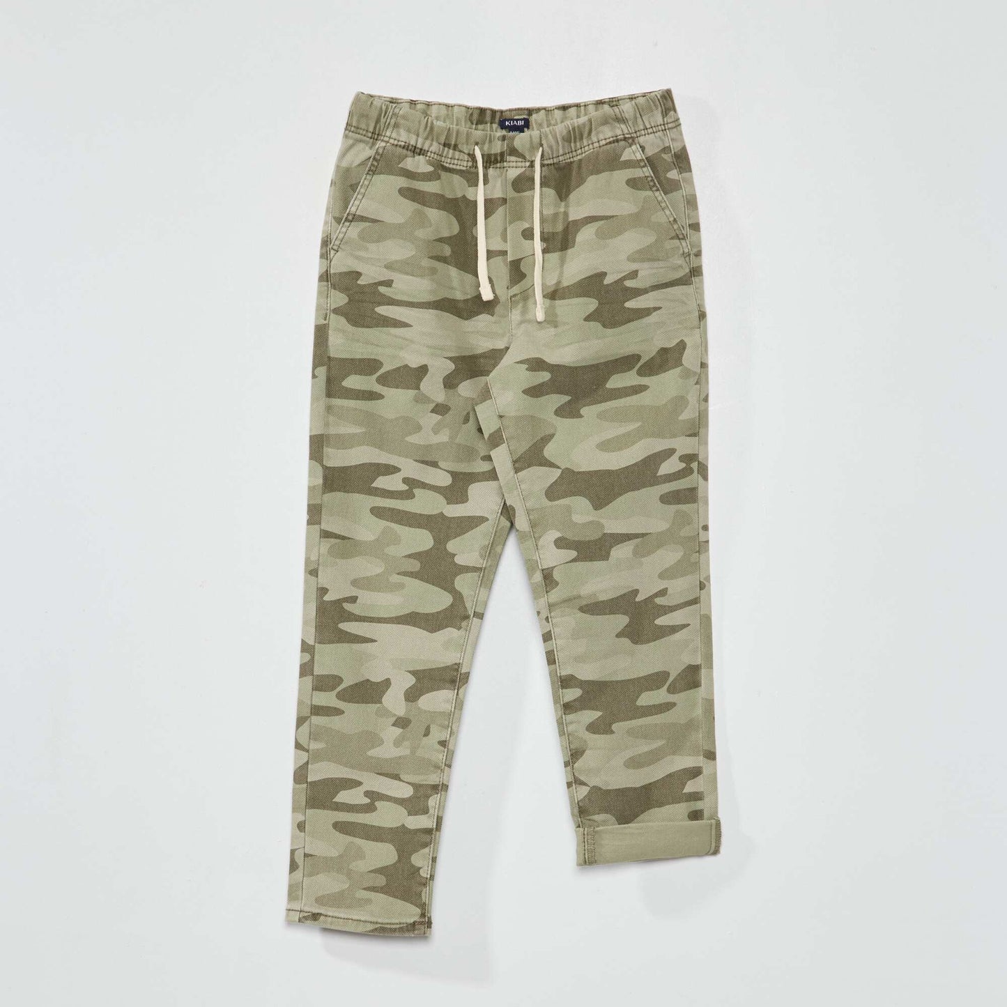 Pantalon jogger en twill kaki camouflage