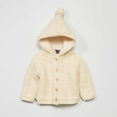 Gilet en tricot avec doublure sherpa Blanc
