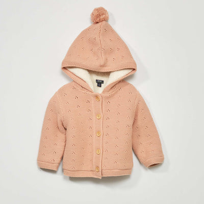 Gilet en tricot avec doublure sherpa Rose