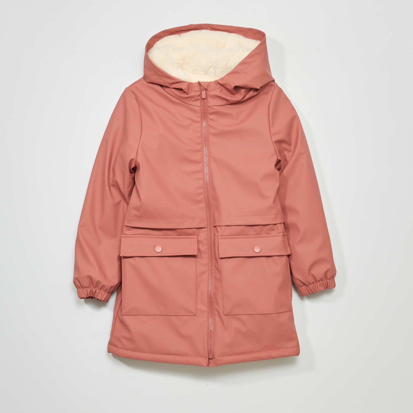 Parka long à capuche Rose