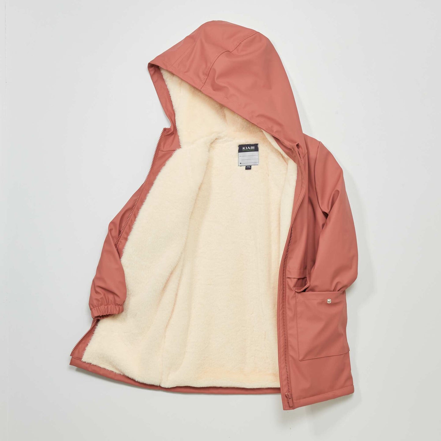 Parka long à capuche Rose