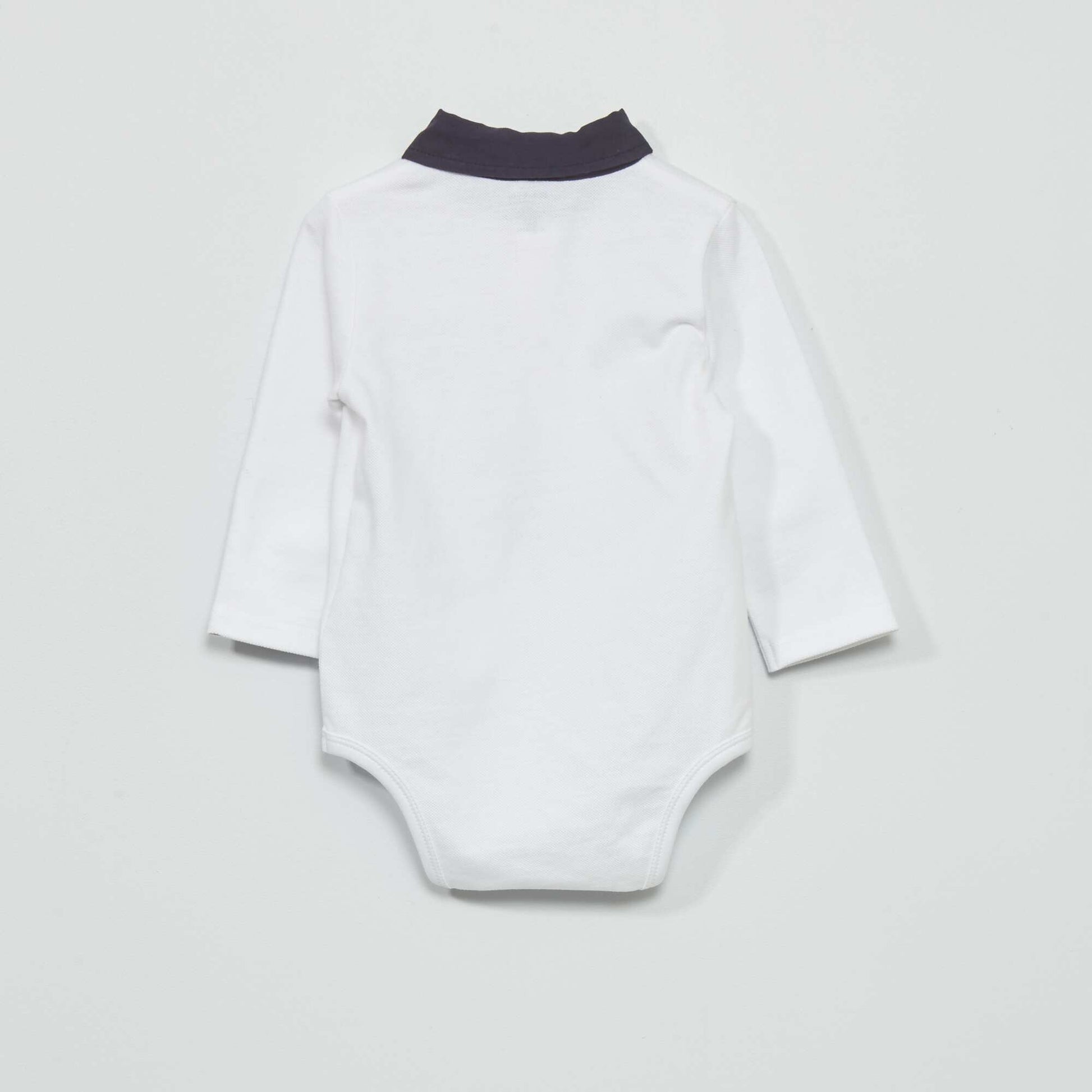 Body esprit polo en maille piqu e blanc