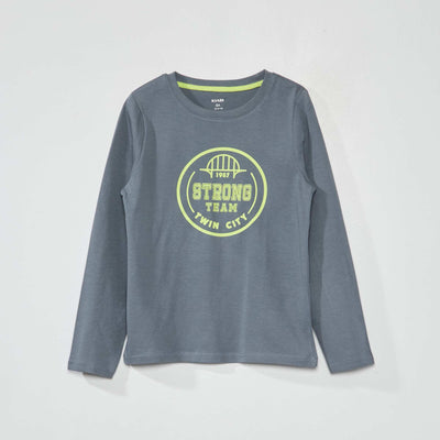 Tee-shirt manches longues avec imprim Gris