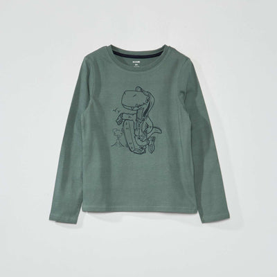 Tee-shirt manches longues avec imprim Kaki