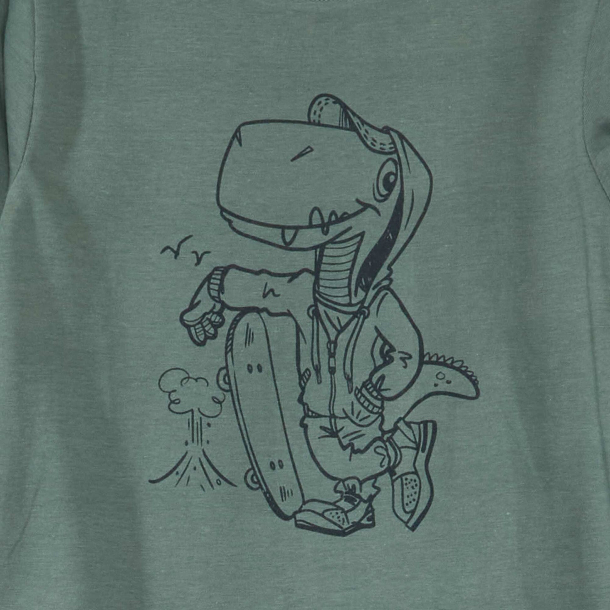 Tee-shirt manches longues avec imprim Kaki