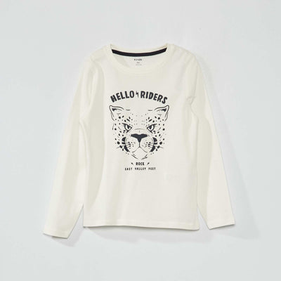 Tee-shirt manches longues avec imprim Beige