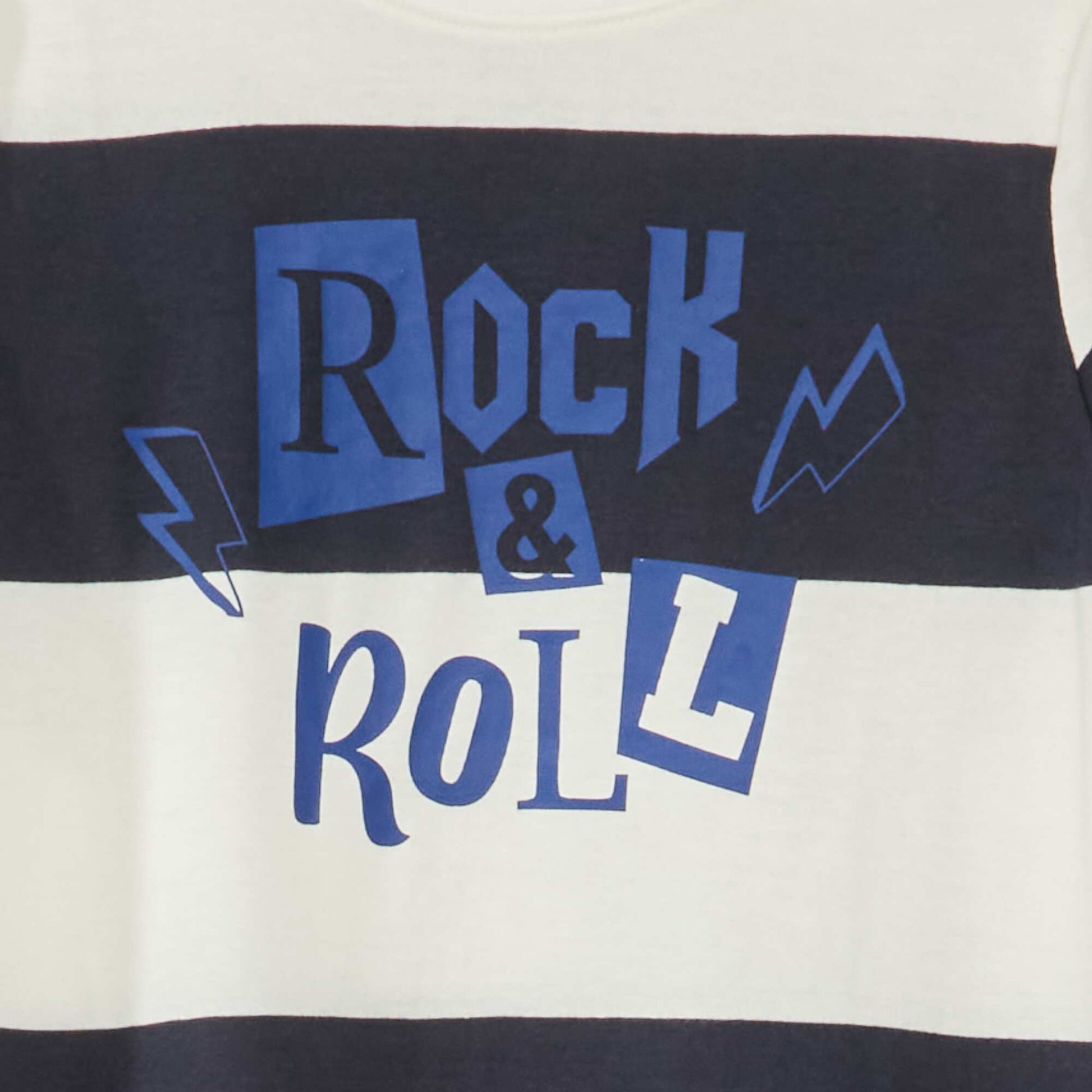 Tee-shirt en jersey manches longues Bleu marine/blanc