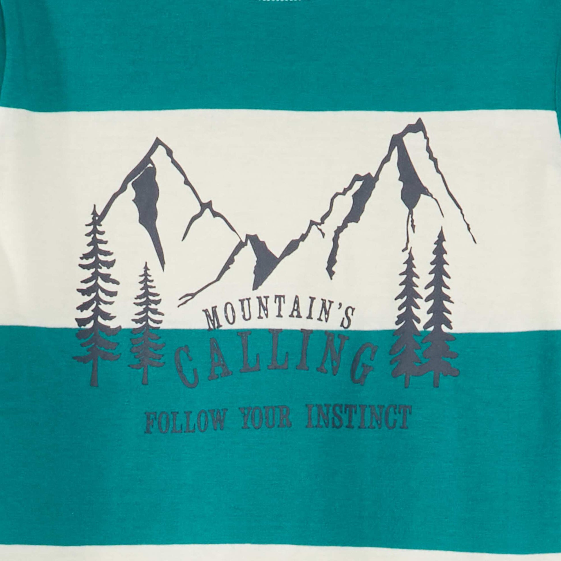 Tee-shirt en jersey manches longues Vert/blanc