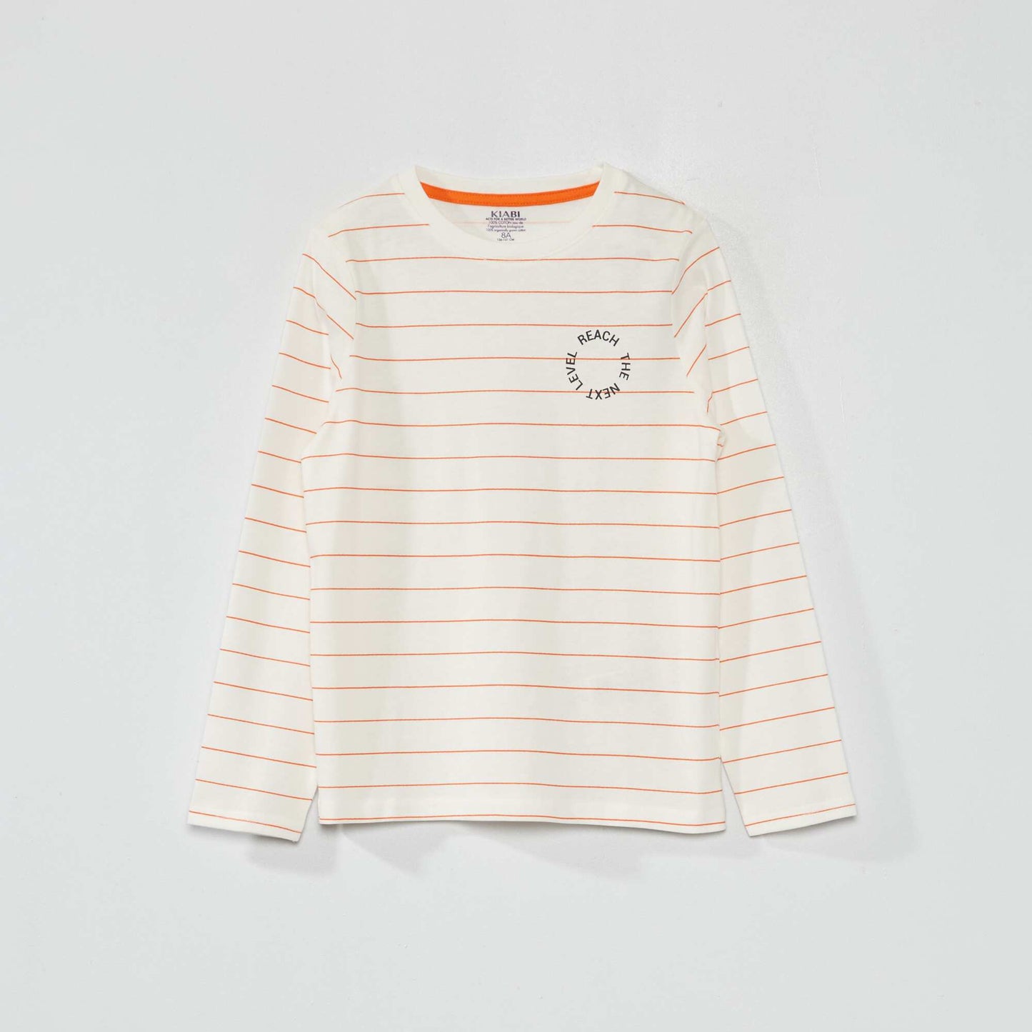 Tee-shirt en jersey manches longues Orange/blanc