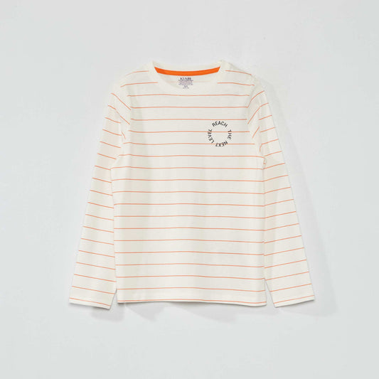 Tee-shirt en jersey manches longues Orange/blanc