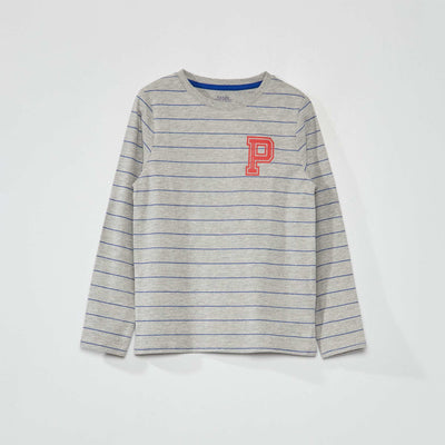 Tee-shirt en jersey manches longues Gris