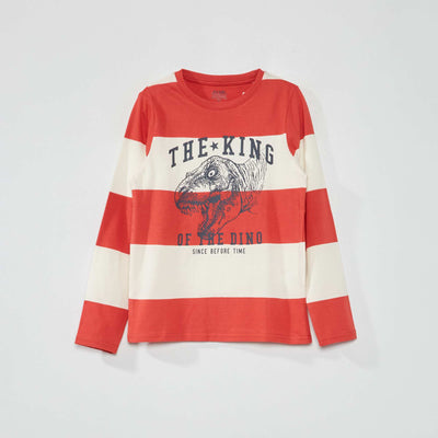Tee-shirt en jersey manches longues Blanc/rouge