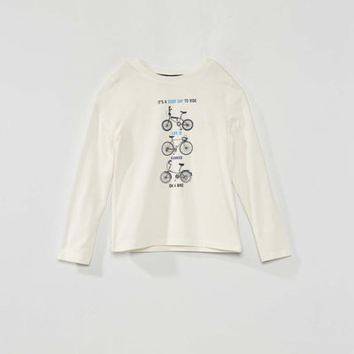 T-shirt imprim col rond Blanc