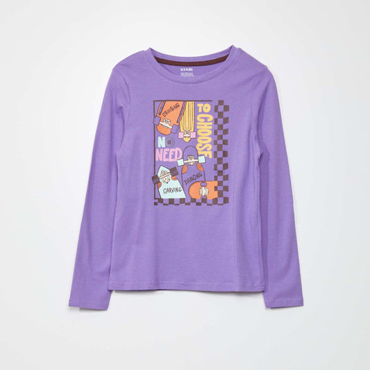 T-shirt imprim manches longues Violet