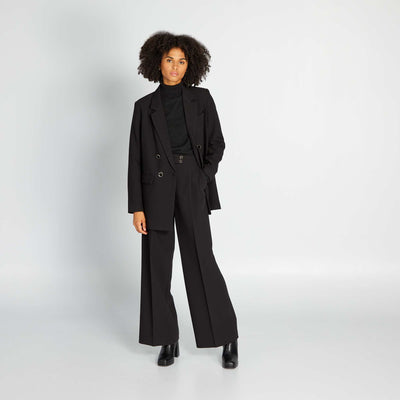 Pantalon large taille haute noir