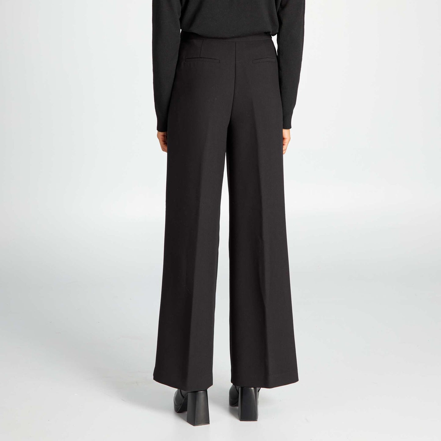 Pantalon large taille haute noir