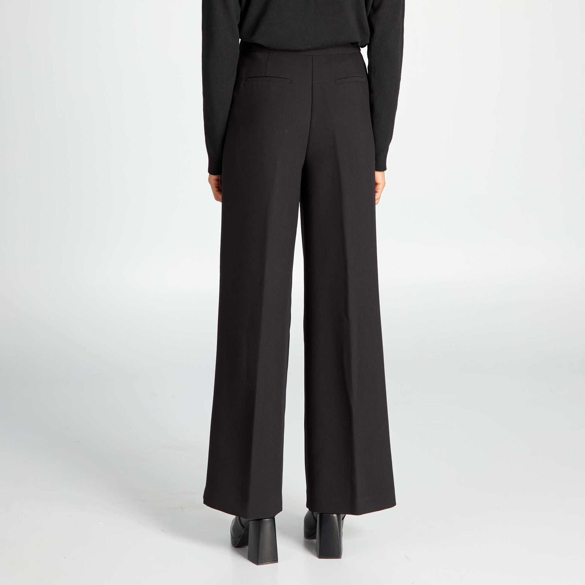 Pantalon large taille haute noir