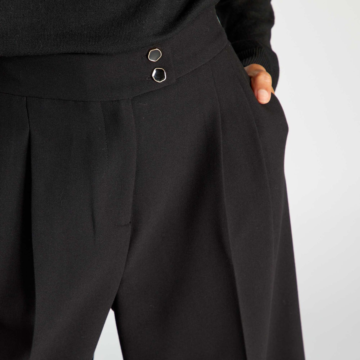 Pantalon large taille haute noir