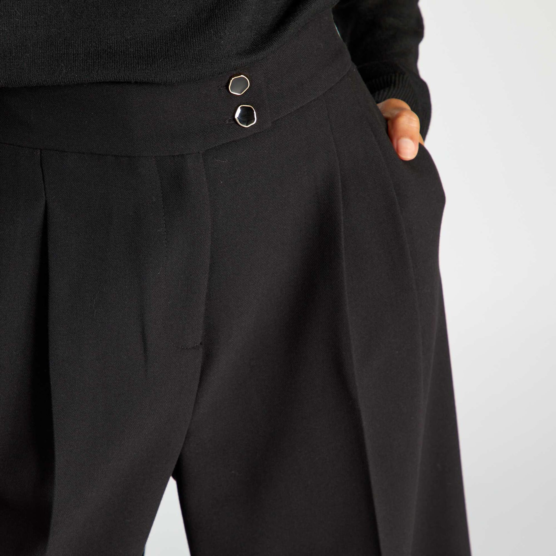 Pantalon large taille haute noir