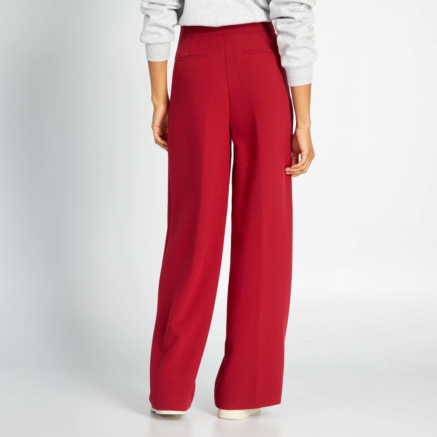 Pantalon large à taille haute Rouge