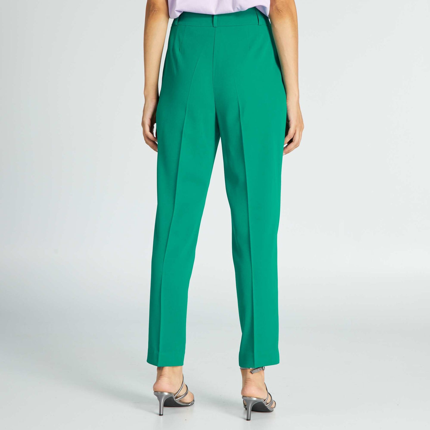 Pantalon cigarette taille haute Vert