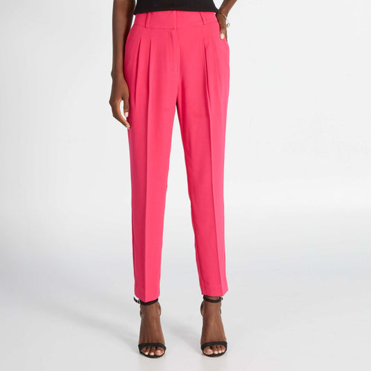 Pantalon cigarette taille haute Rose