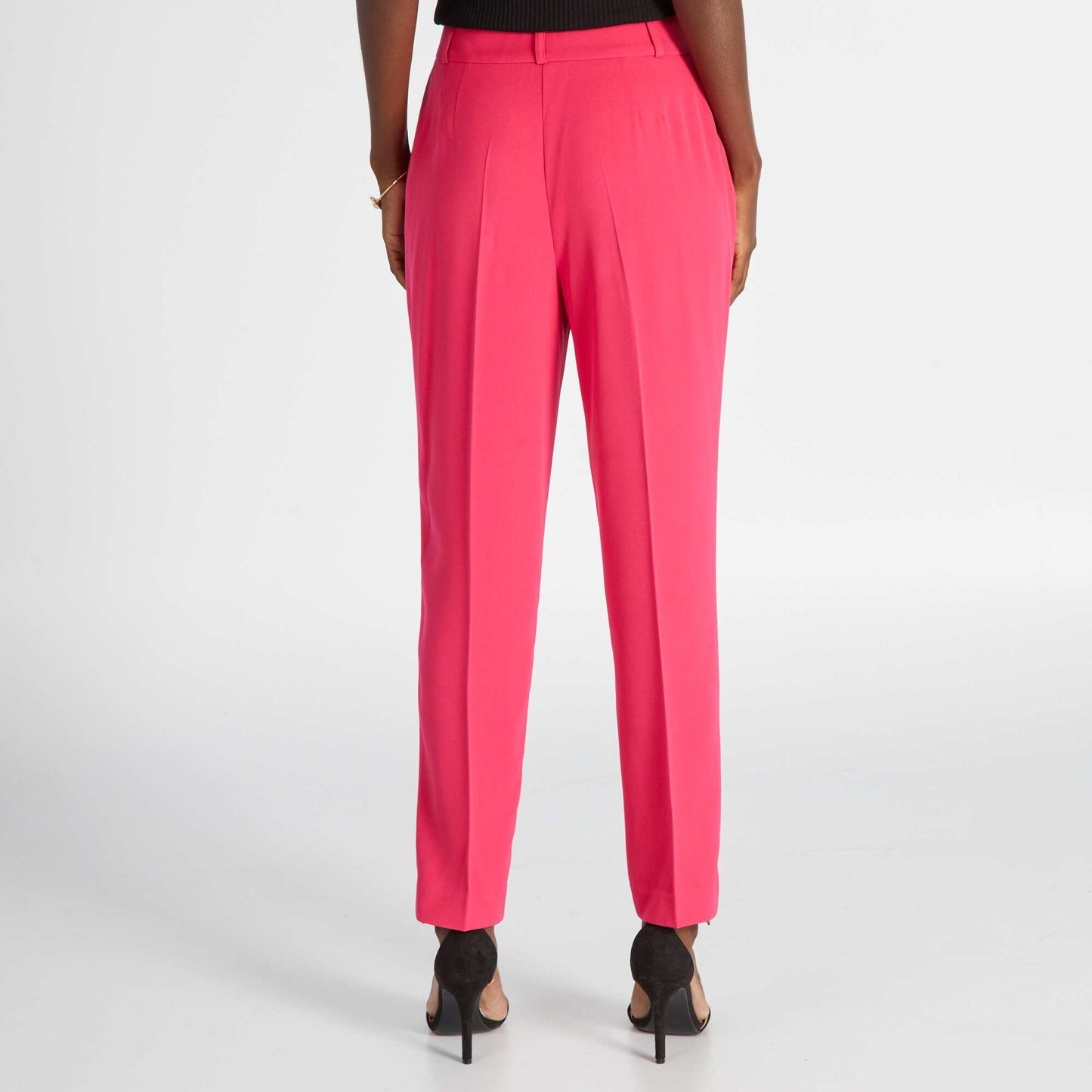 Pantalon cigarette taille haute Rose