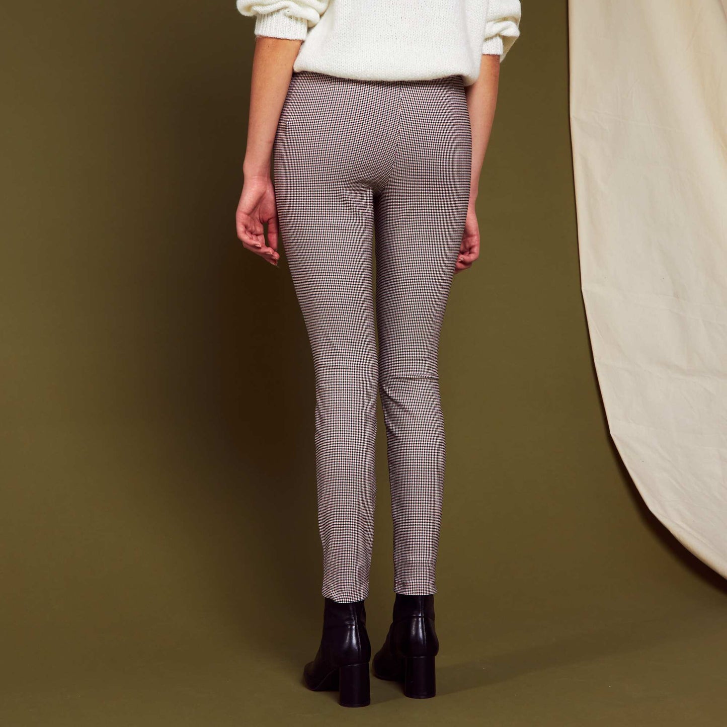 Pantalon skinny taille haute Beige