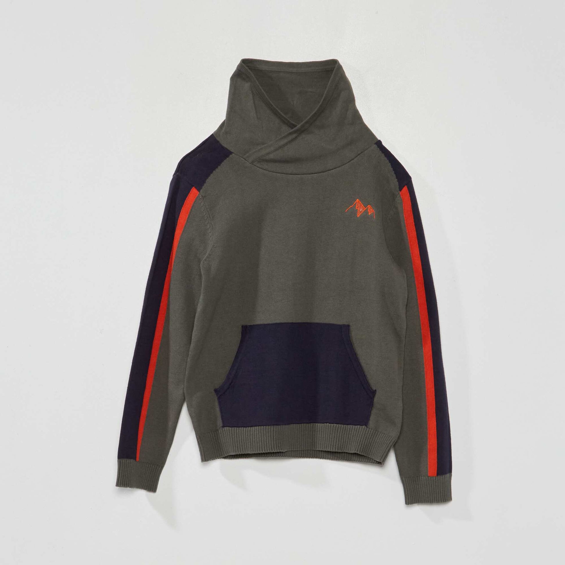 Pull en maille l g re avec poche kangourou Vert