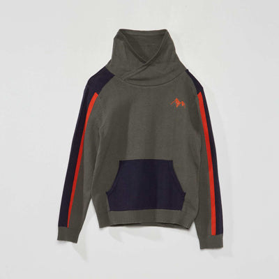 Pull en maille l g re avec poche kangourou Vert