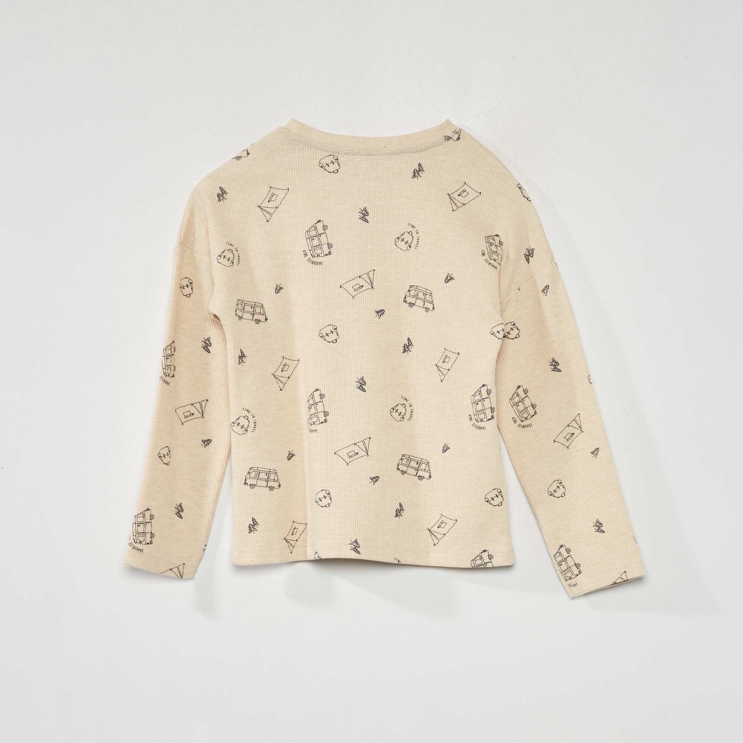 T-shirt nid d'abeille avec imprim Beige