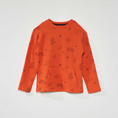 T-shirt nid d'abeille avec imprim Orange