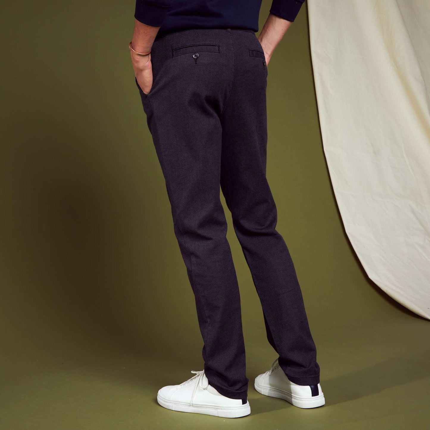 Pantalon slim en jacquard noir