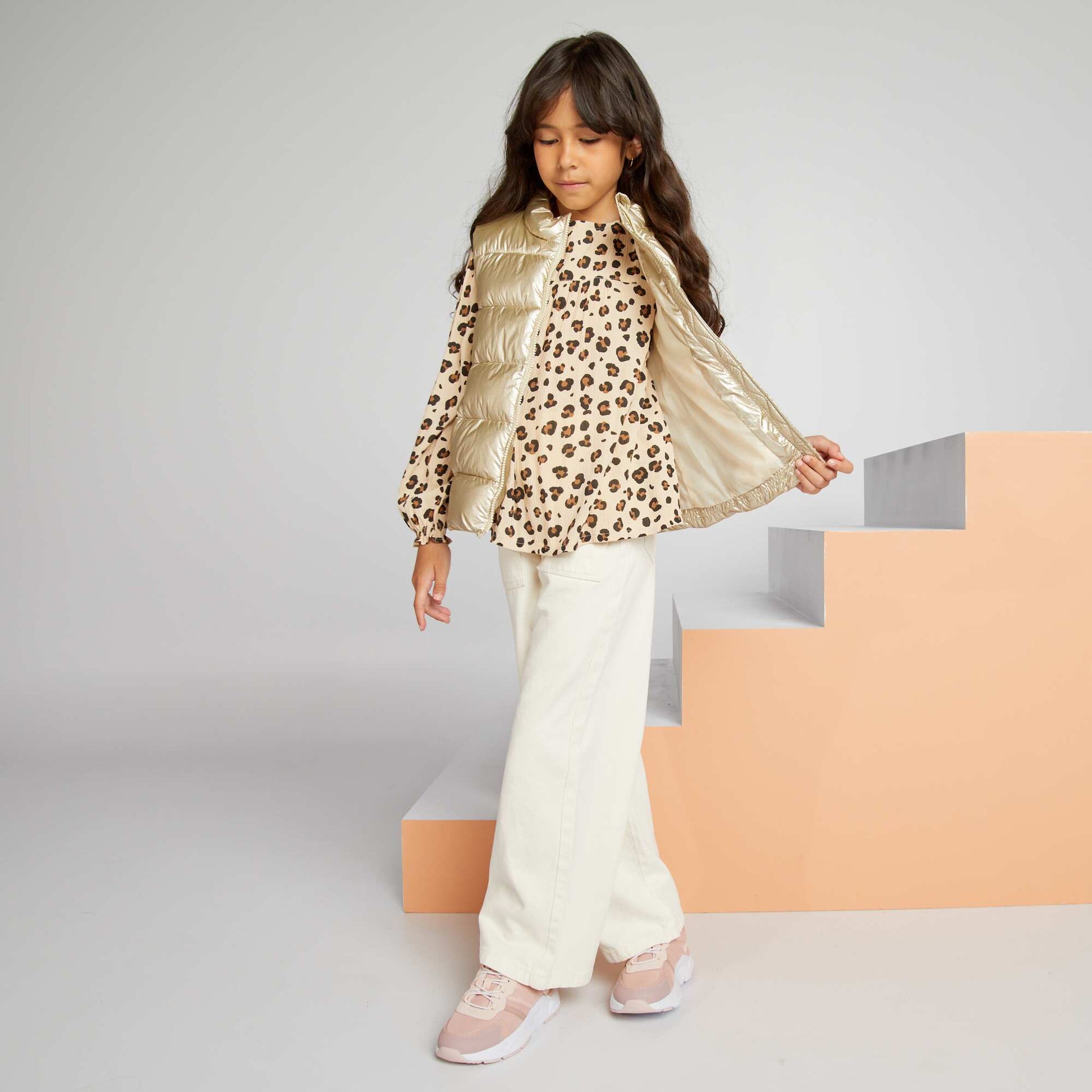 Blouse manches longues avec imprim Beige