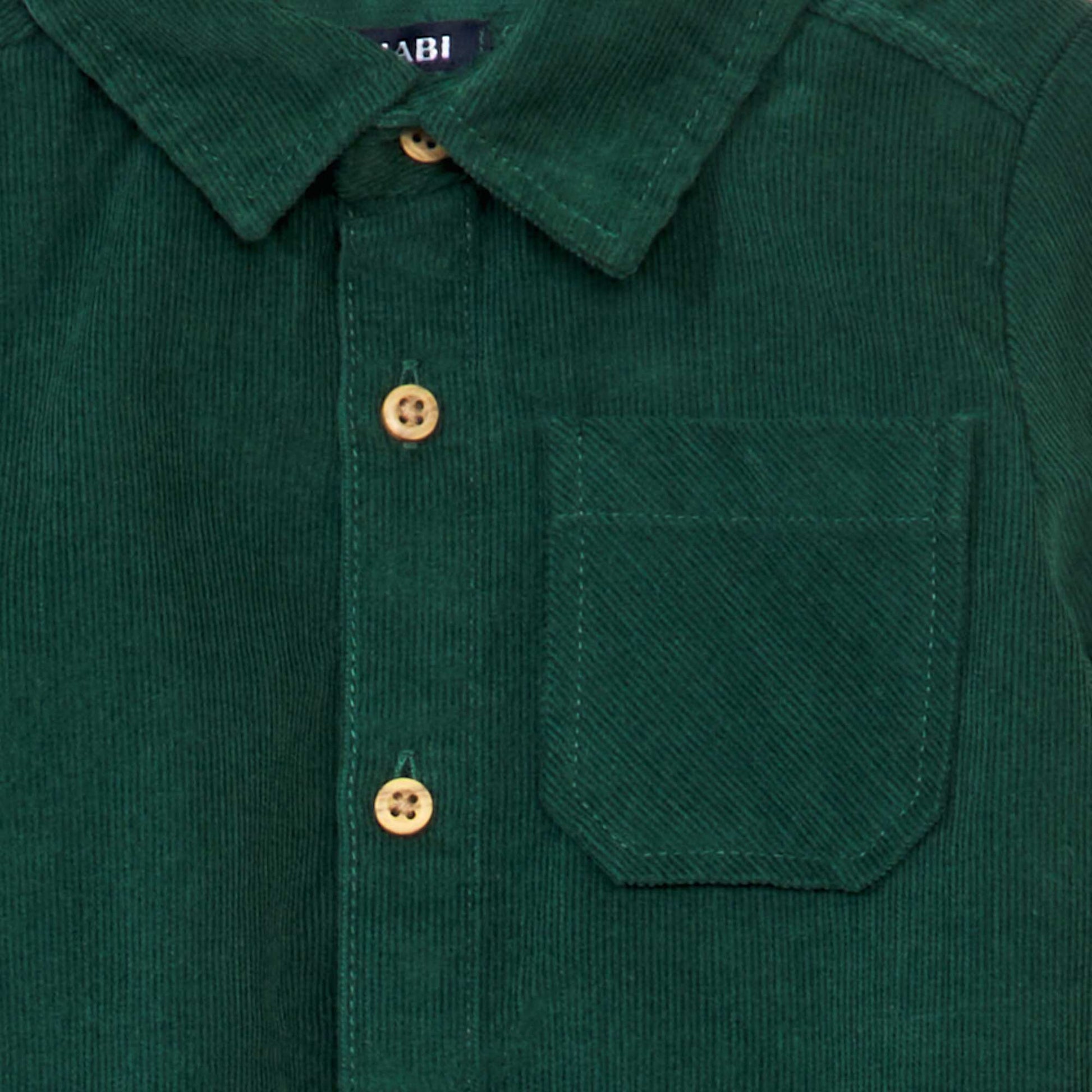 Chemise unie en velours Vert