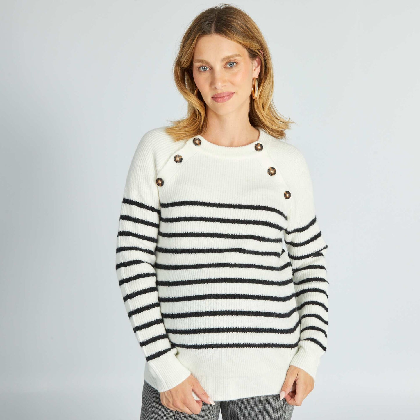 Pull grossesse et allaitement Blanc ray