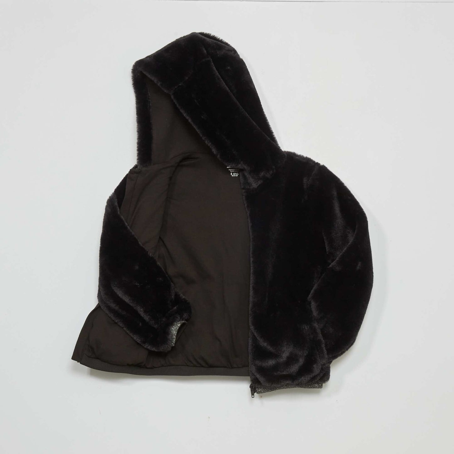 Manteau effet fourrure noir