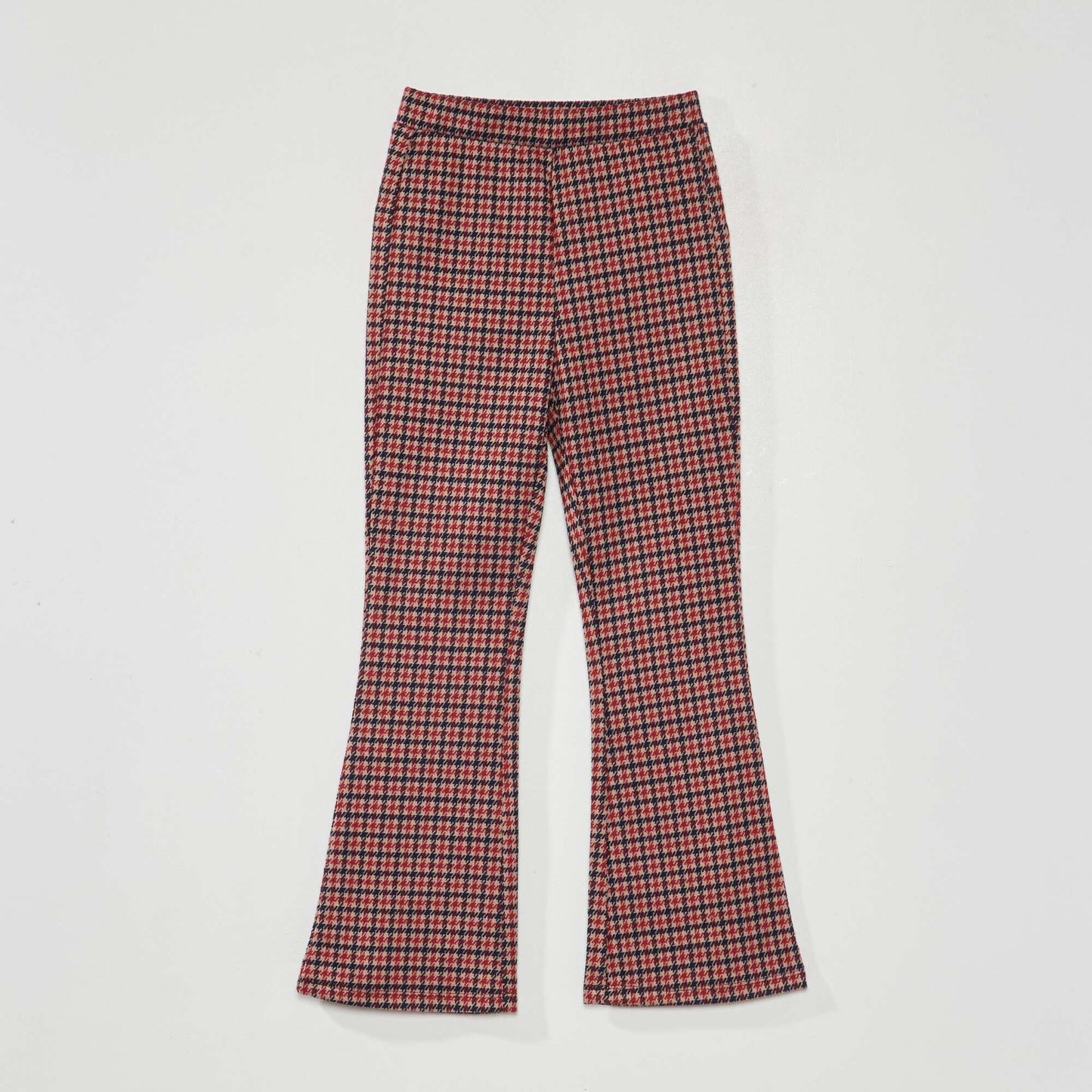 Pantalon flare à carreaux Rouge