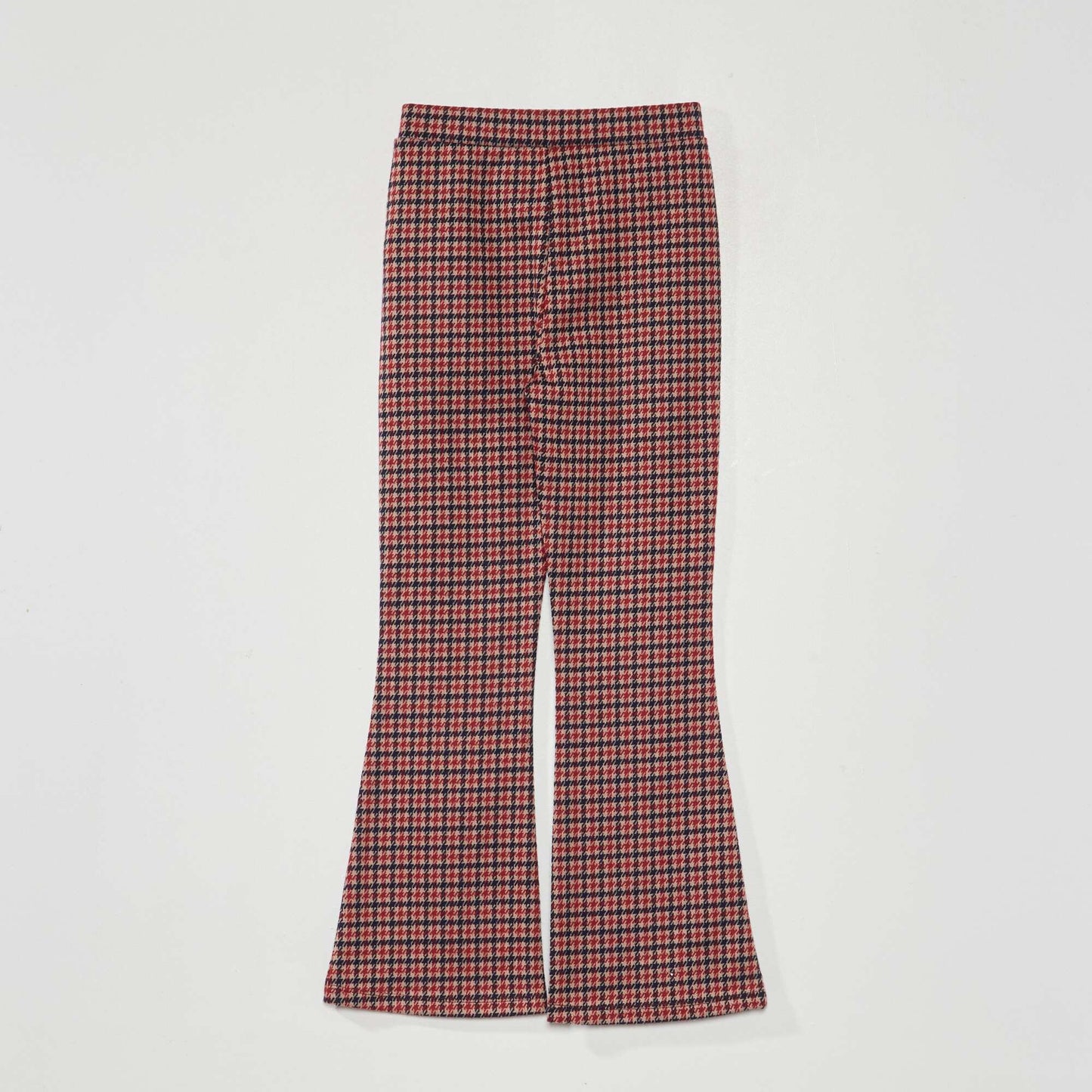 Pantalon flare à carreaux Rouge