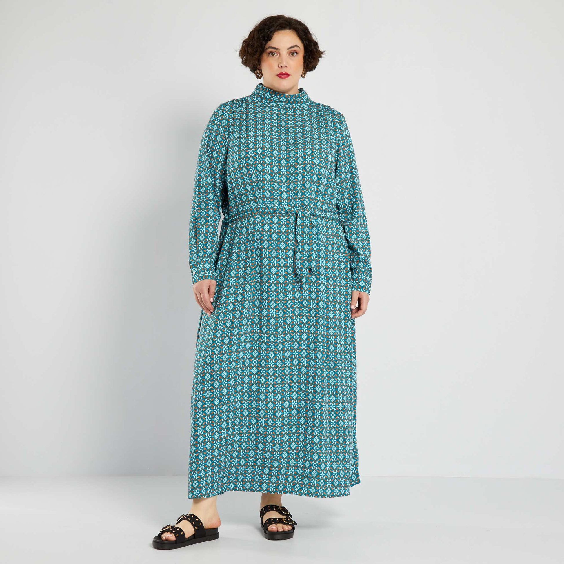 Robe longue avec imprim Bleu