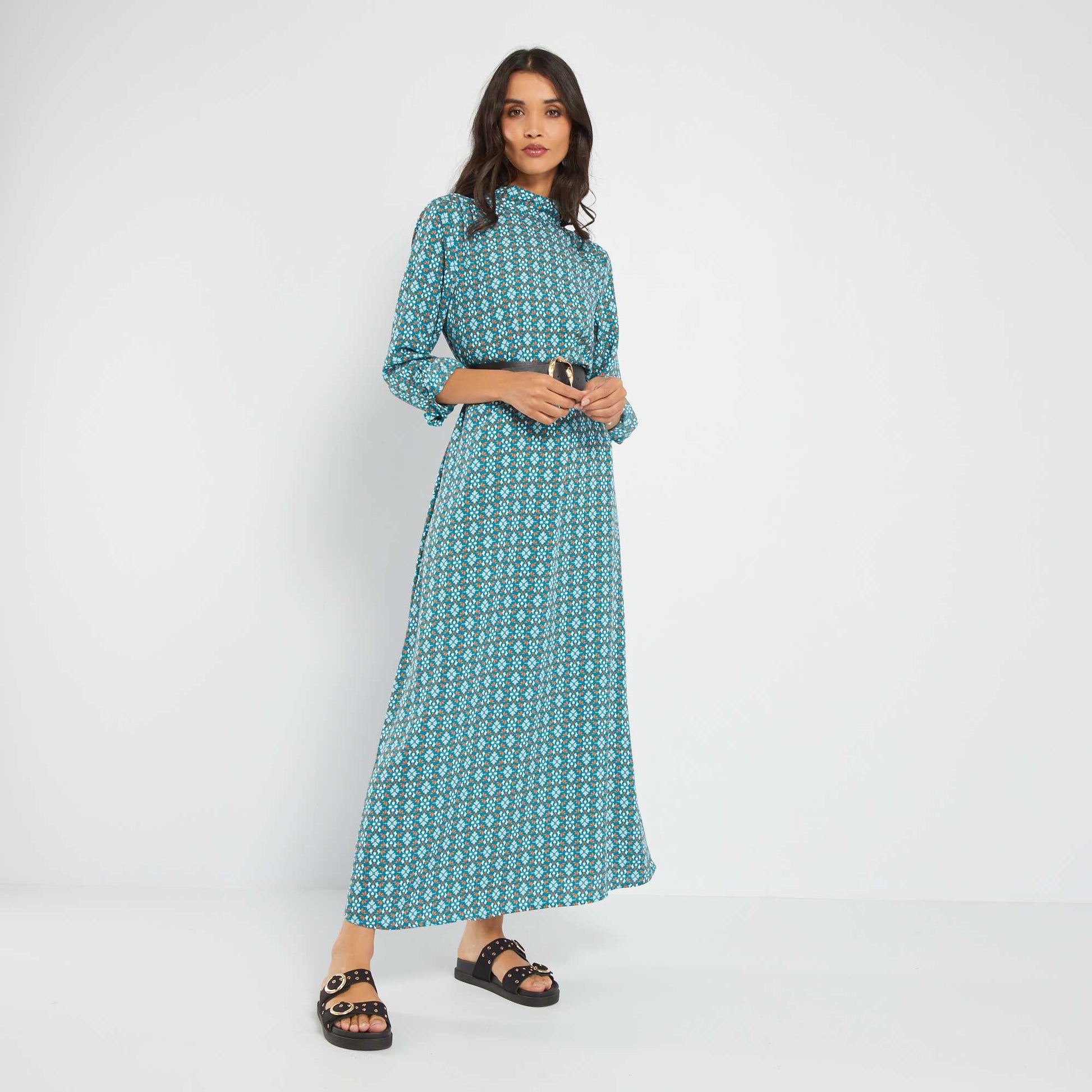 Robe longue imprim e Bleu