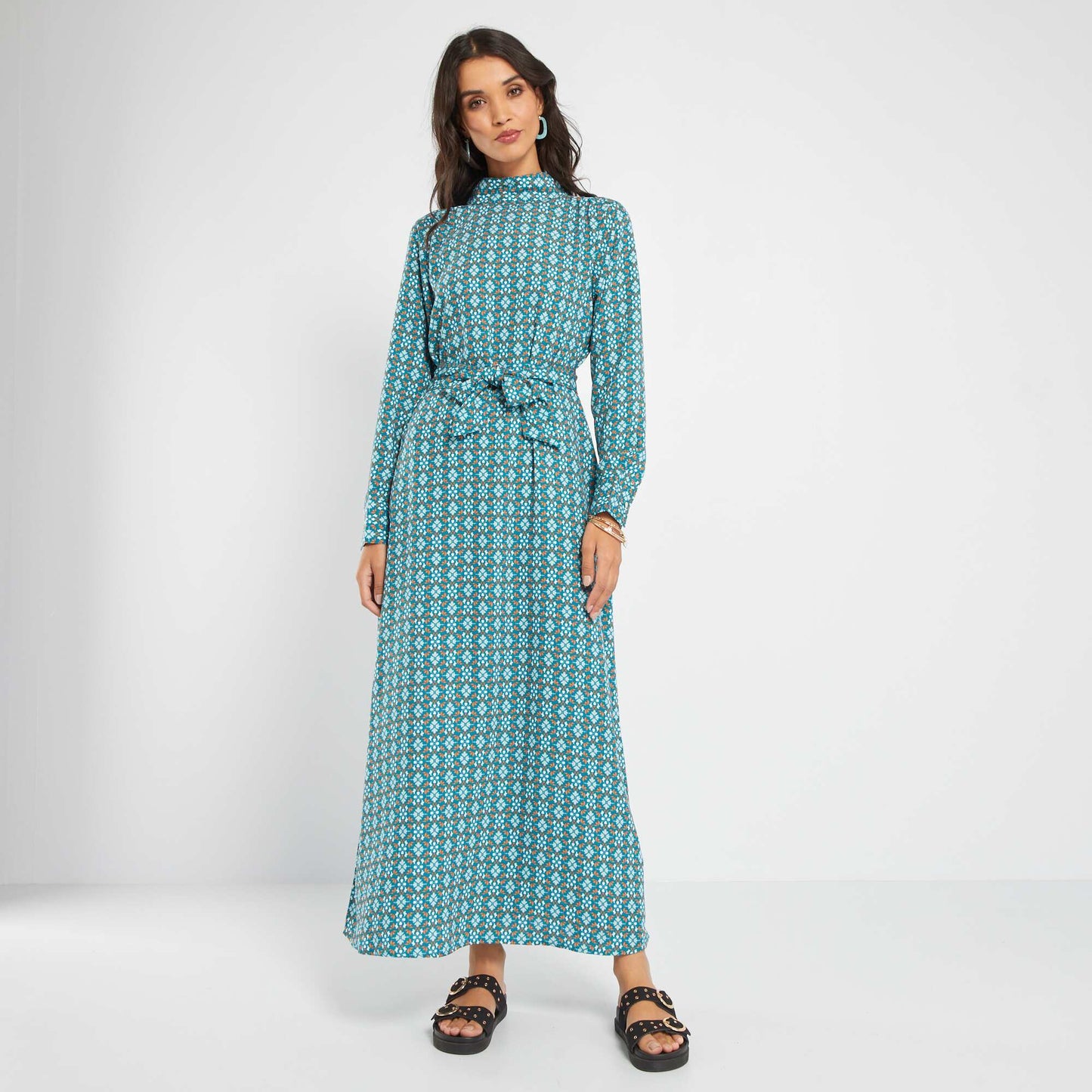 Robe longue imprim e Bleu