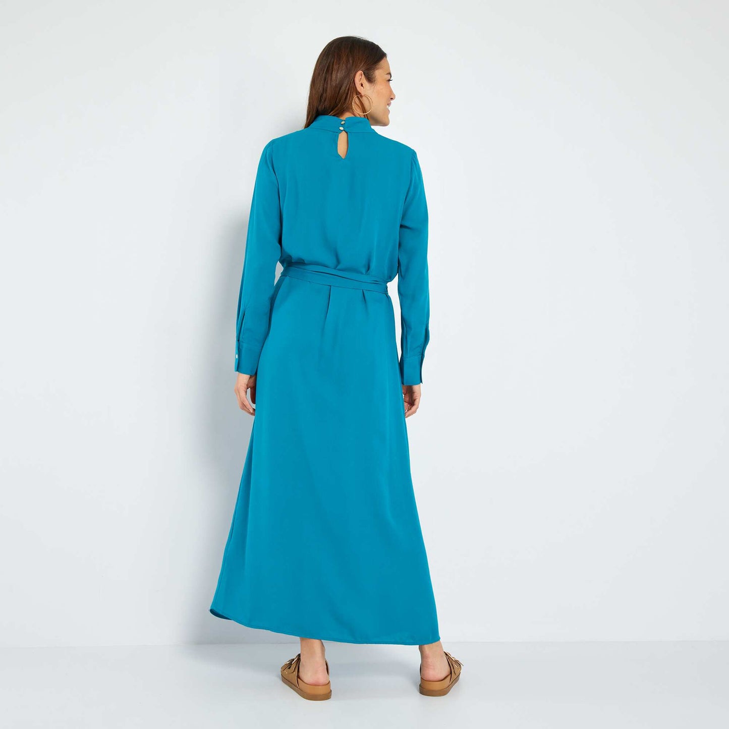 Robe longue unie Bleu uni