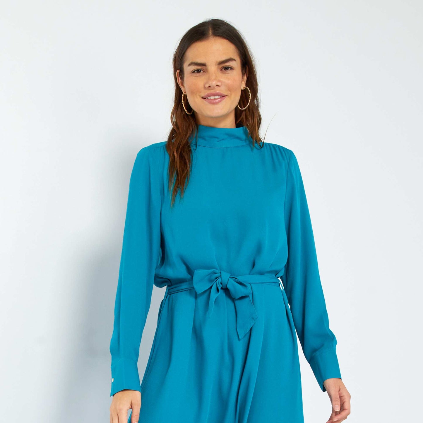 Robe longue unie Bleu uni