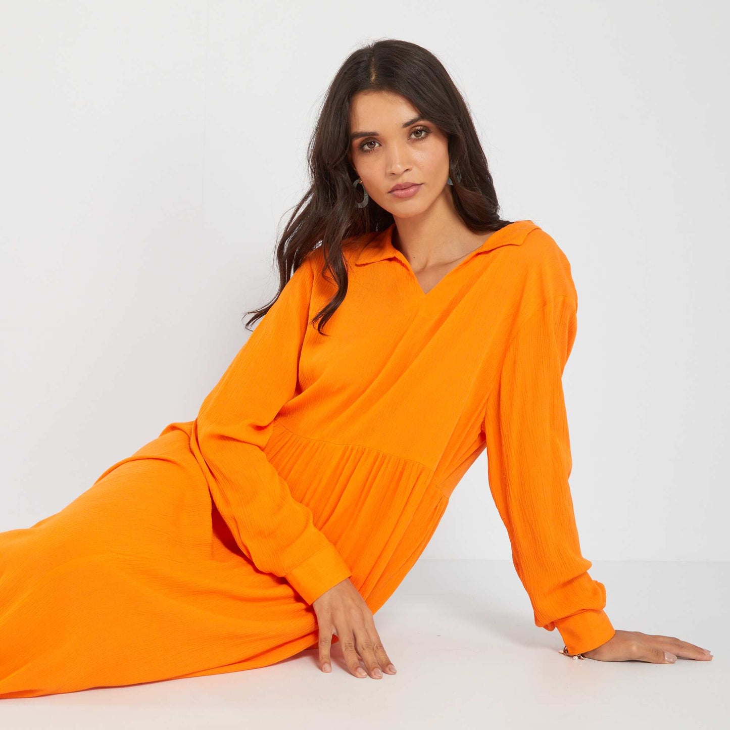 Robe longues manches longues Orange