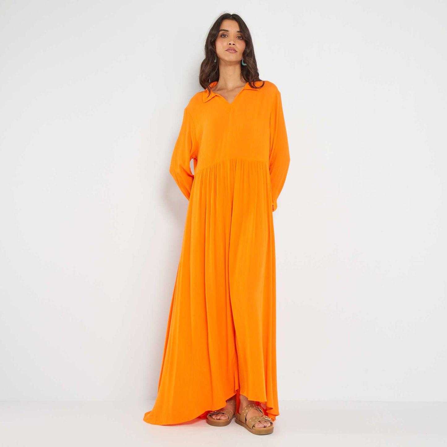 Robe longues manches longues Orange