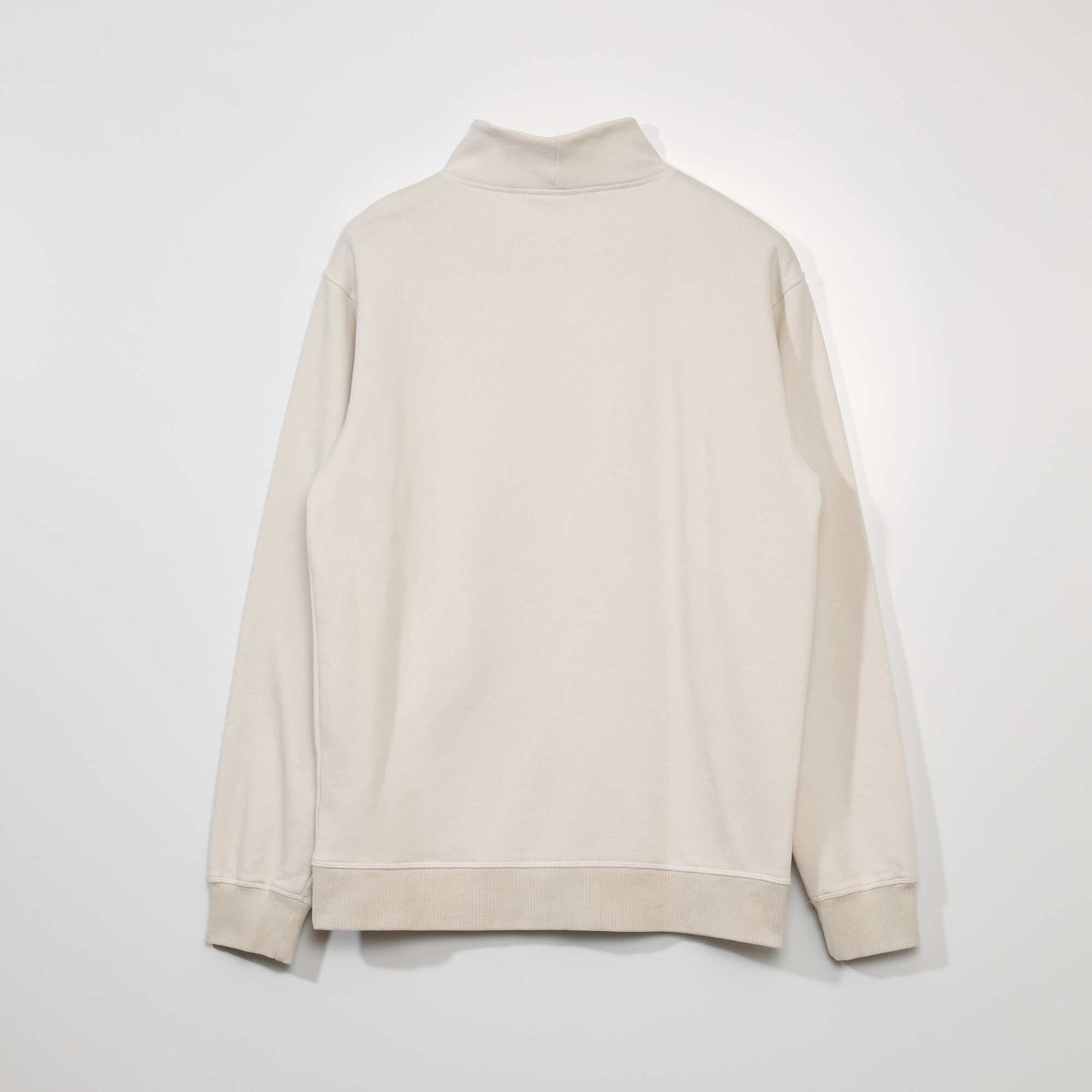 Sweat en molleton col camionneur beige