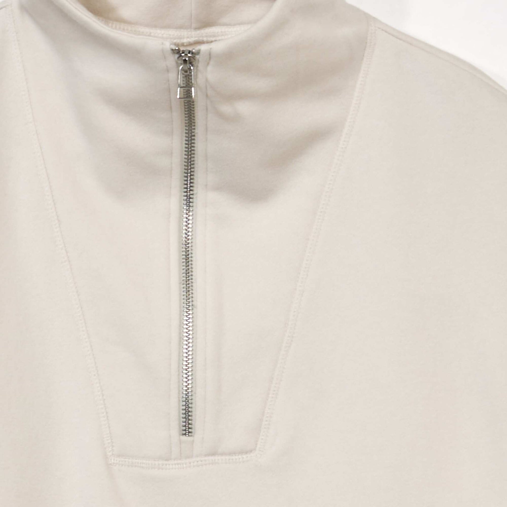 Sweat en molleton col camionneur beige