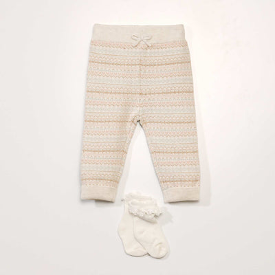 Legging long motif Ecru